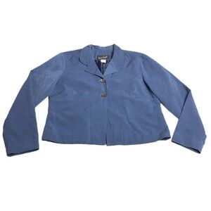 Vintage 90s Bonnie Boynton Blazer Jacket Small Blue Faux Suede Oversized Western